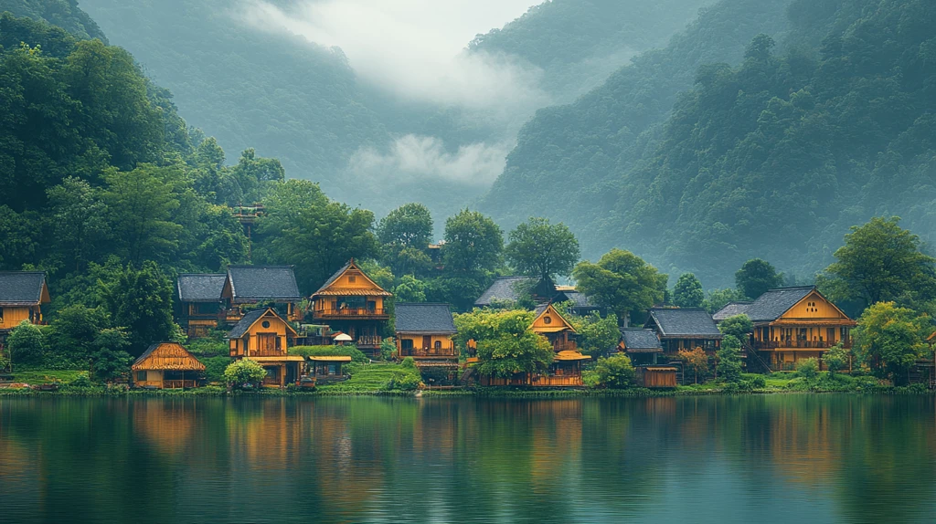 山水间的村庄生活