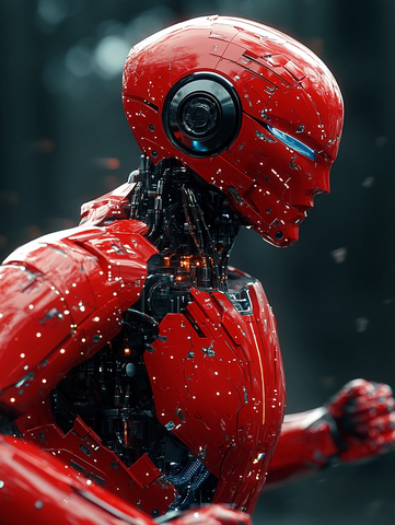 红色机器人奔跑