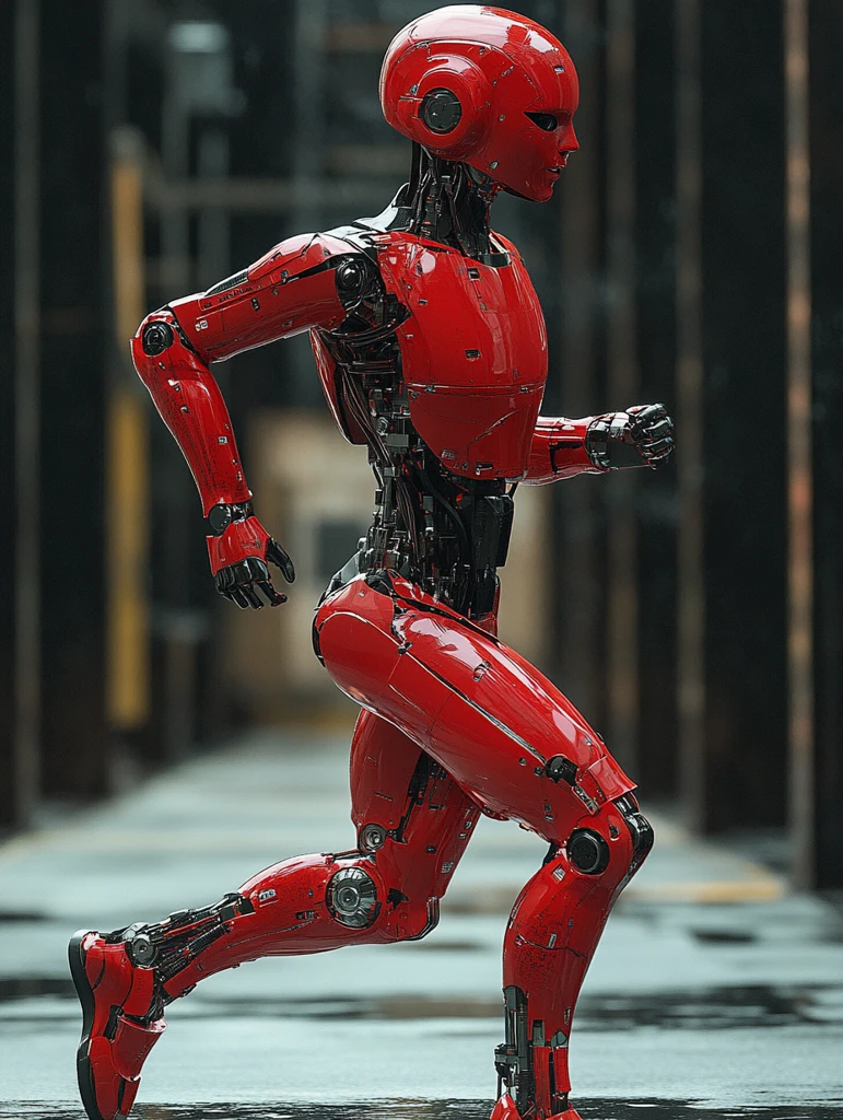 红色机器人奔跑