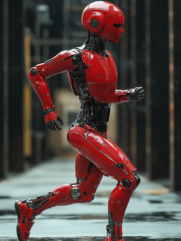 红色机器人奔跑