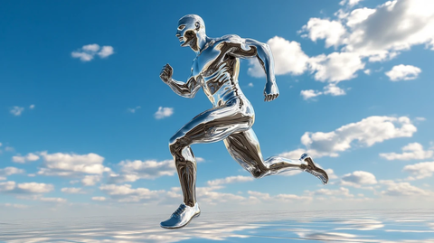 银色跑者光滑赛道