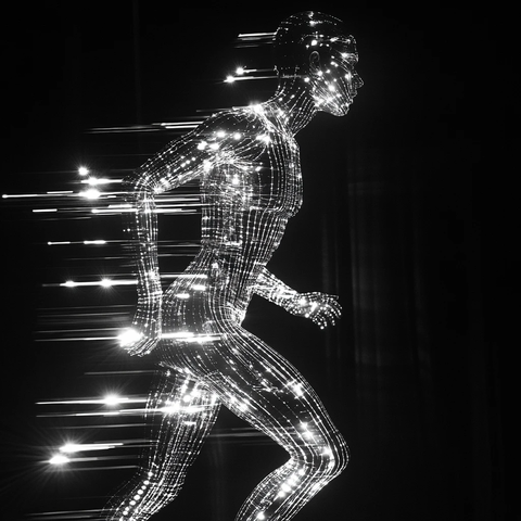 激光人像侧面跑步