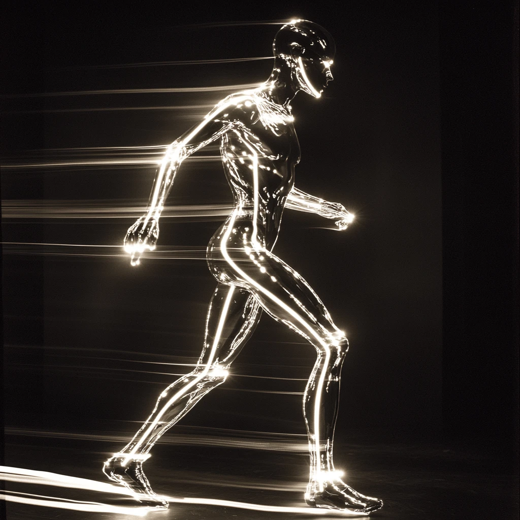 激光人像侧面跑步