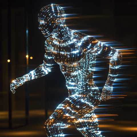 激光人像侧面跑步