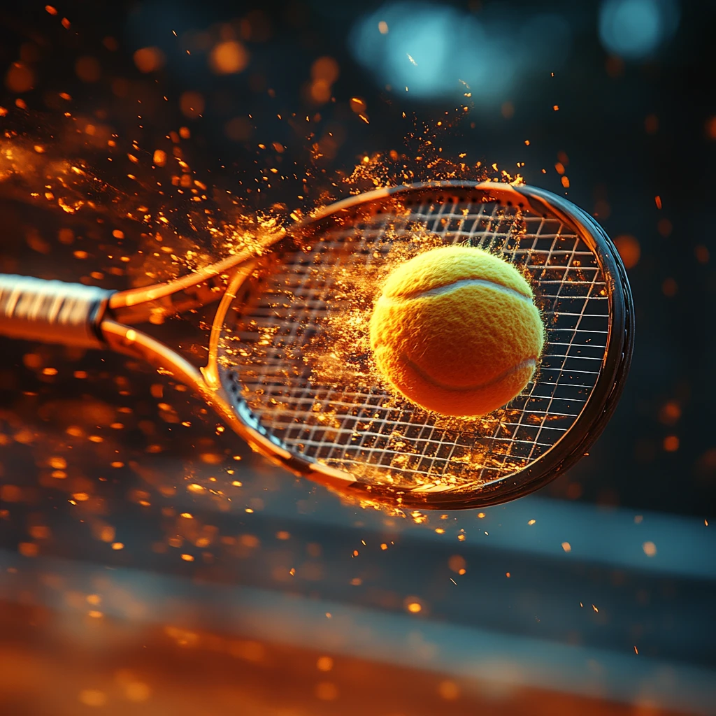 网球拍击球瞬间