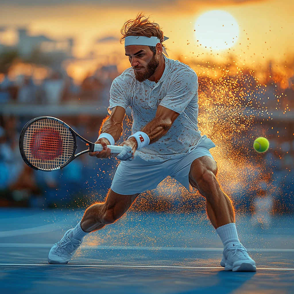 网球选手击球瞬间