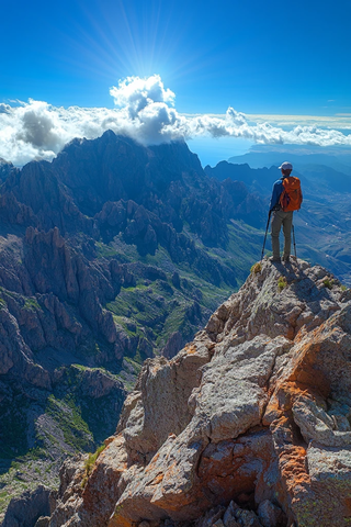 登山者眺望远方