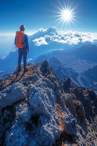 登山者眺望远方