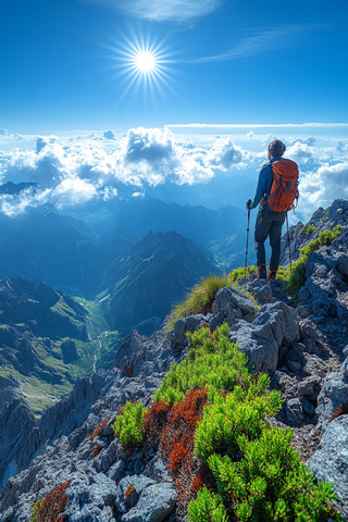 登山者眺望远方