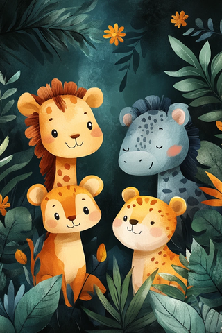 丛林动物生日邀请