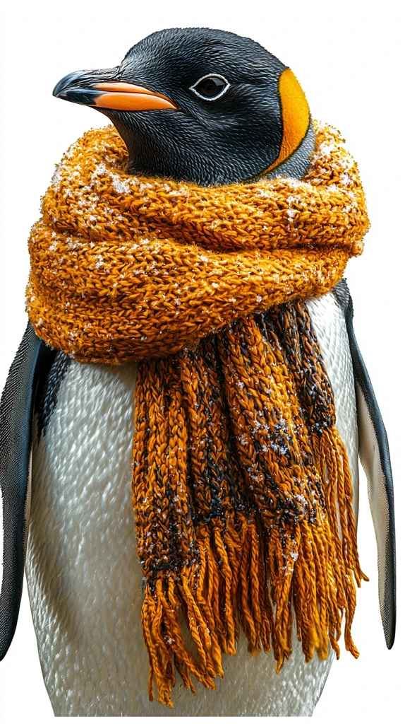 企鹅冬季装扮抬头望