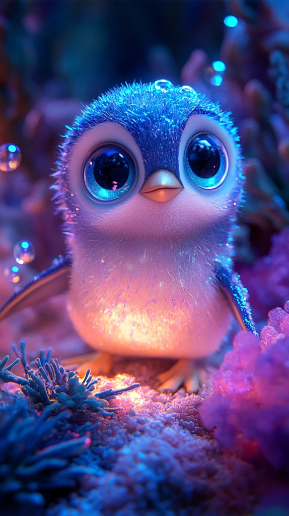 发光小企鹅游水