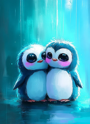 两只企鹅拥抱希望