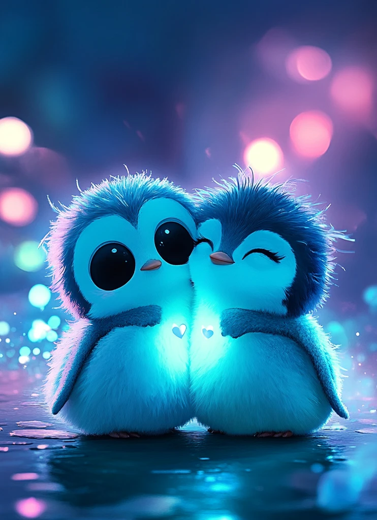 两只企鹅拥抱希望