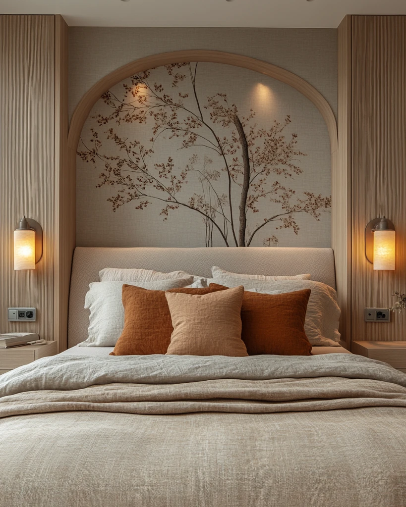 灰墙树影床头灯