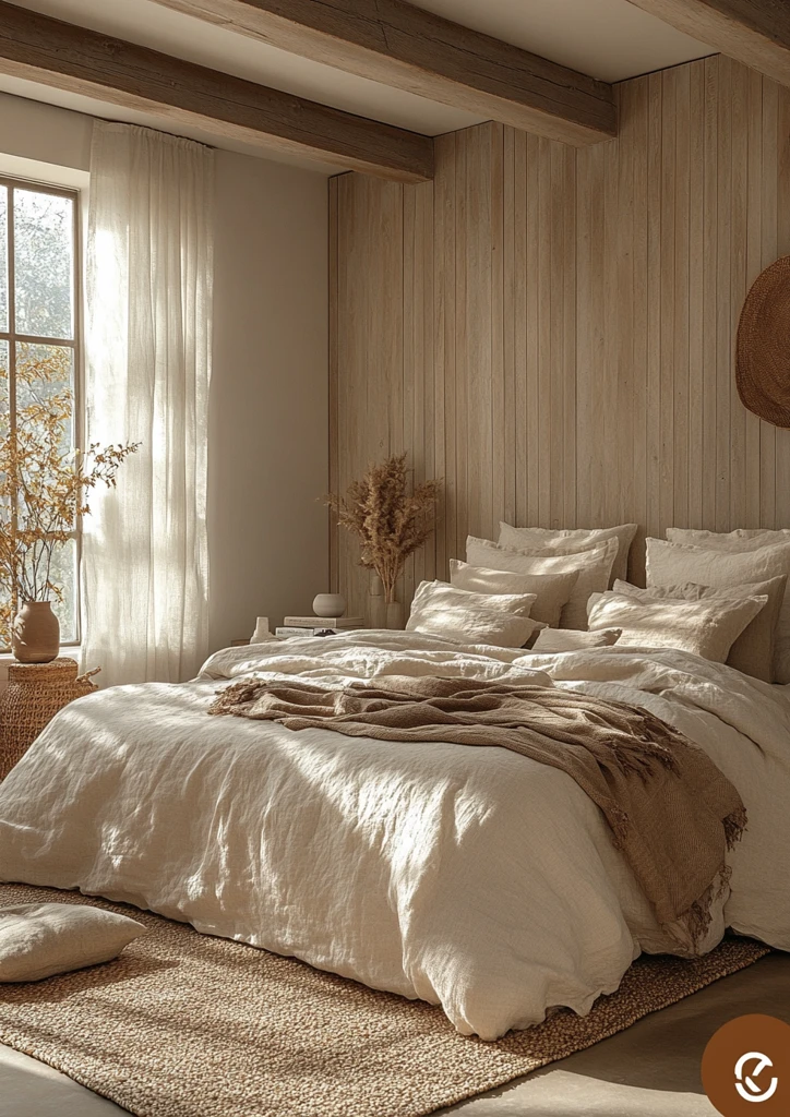 米色布艺床卧室