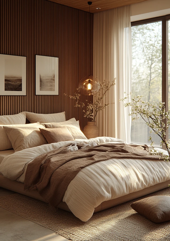 米色布艺床卧室