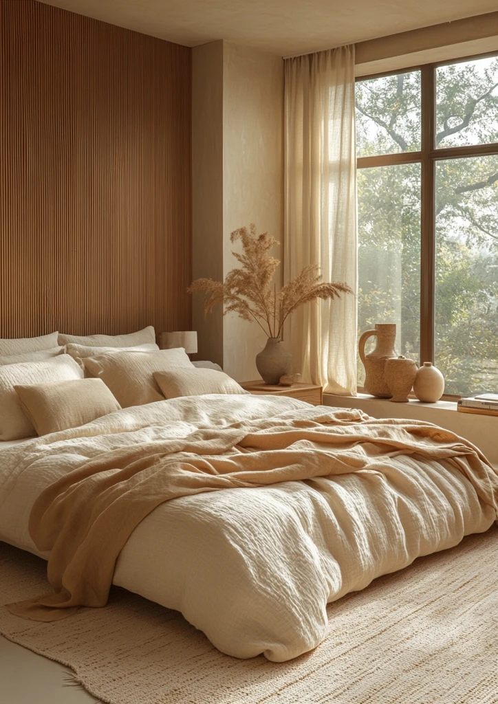 米色布艺床卧室