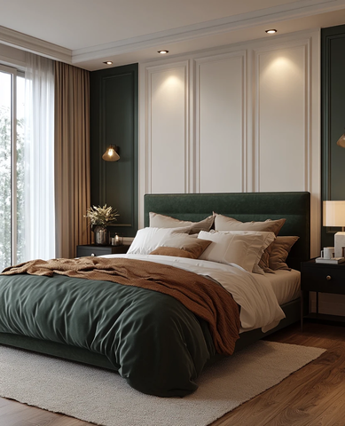 白墙绿绒卧室