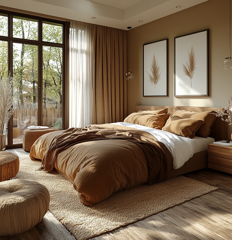 棕色床简约卧室