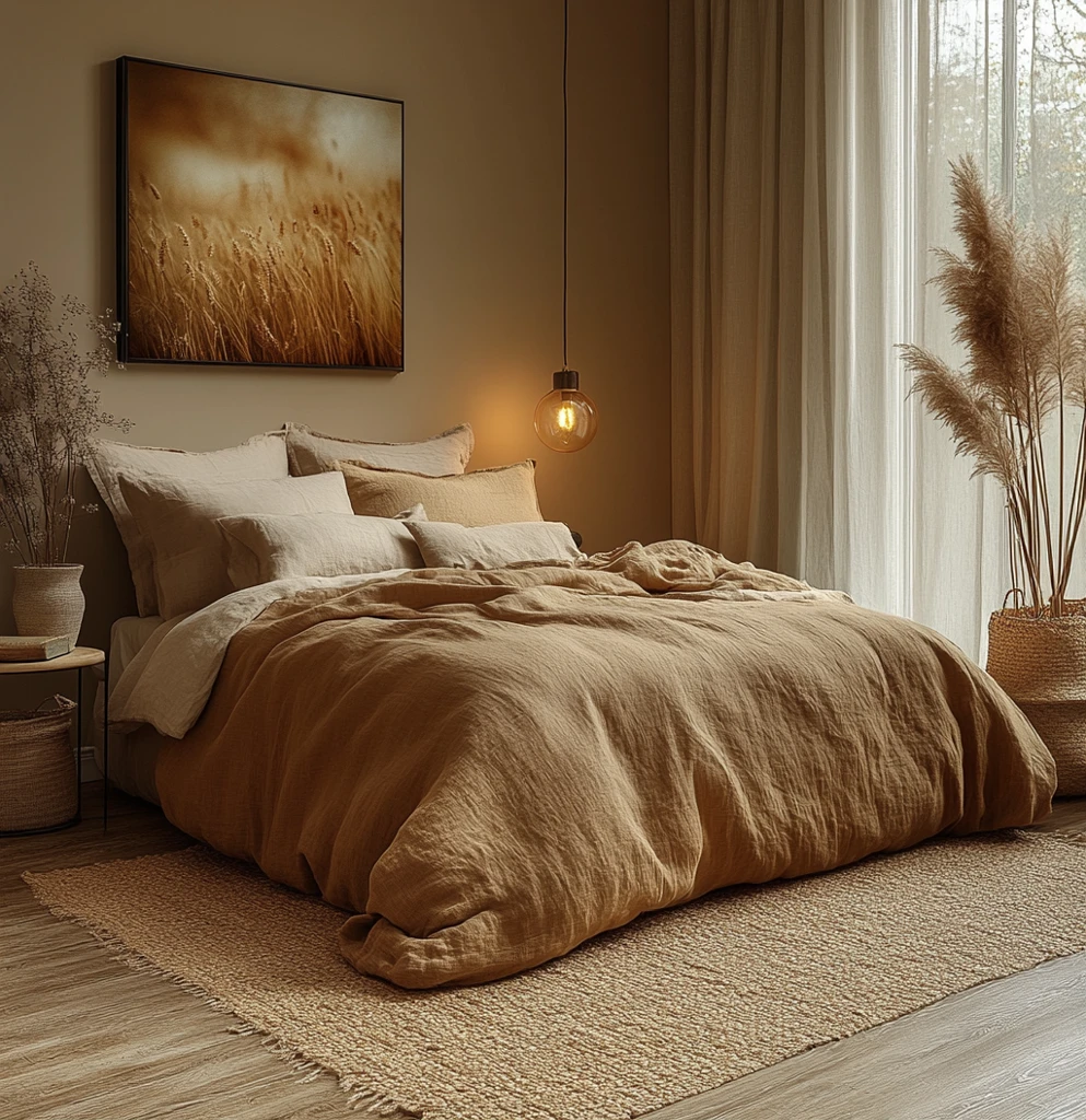 棕色床简约卧室