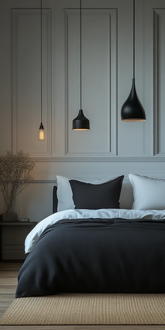 黑白对称卧室设计