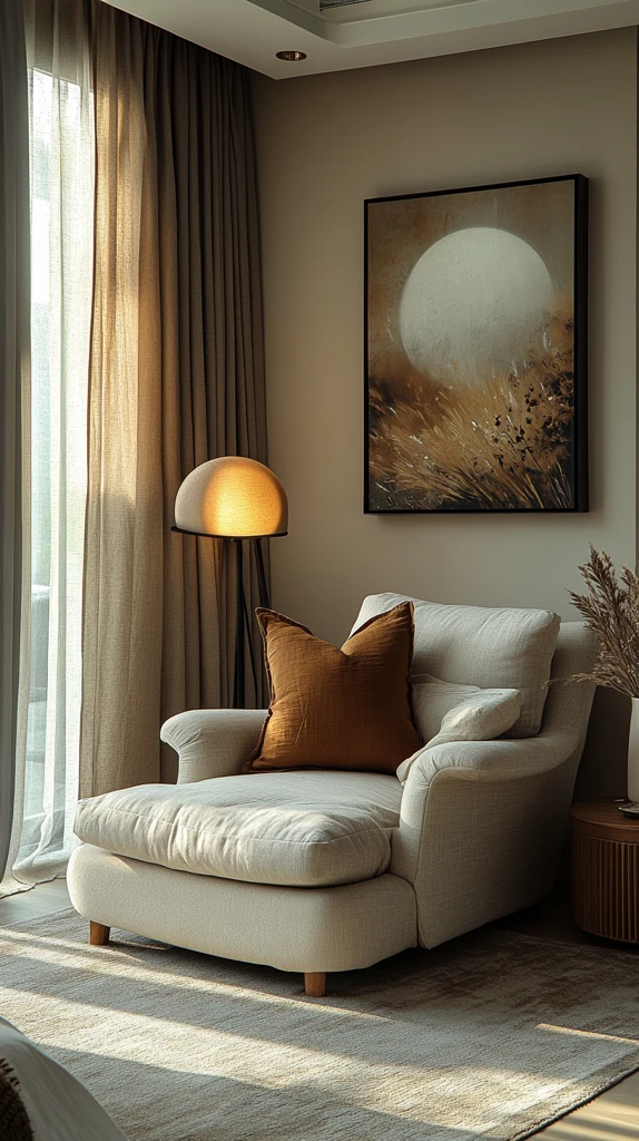 浅灰黑调主卧阅读角