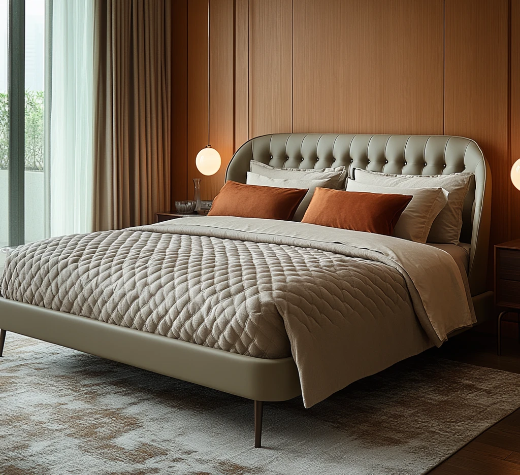 简约灰色皮床设计