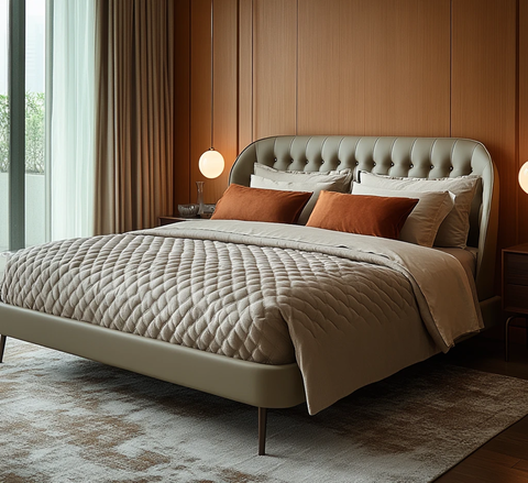 简约灰色皮床设计