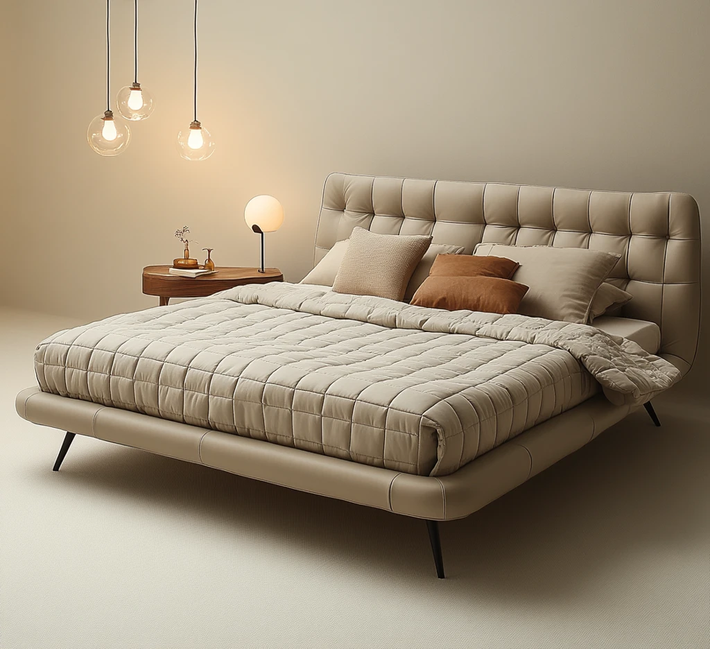 简约灰色皮床设计