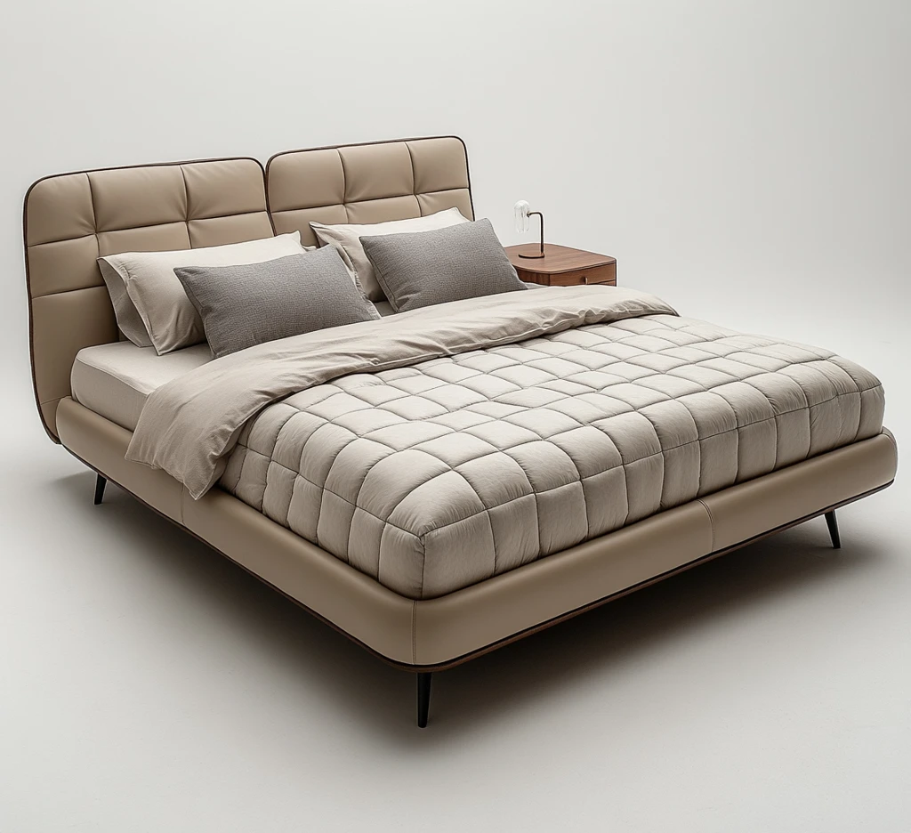 简约灰色皮床设计