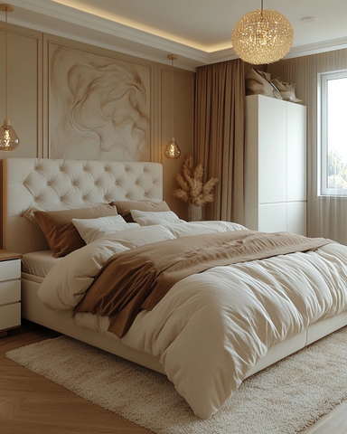 软绒床与几何壁画