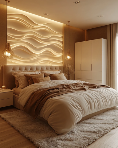 软绒床与几何壁画