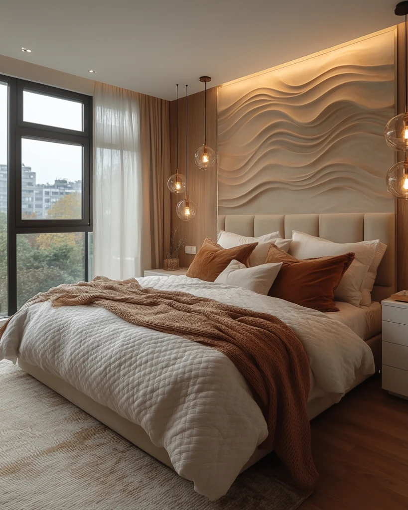 软绒床与几何壁画