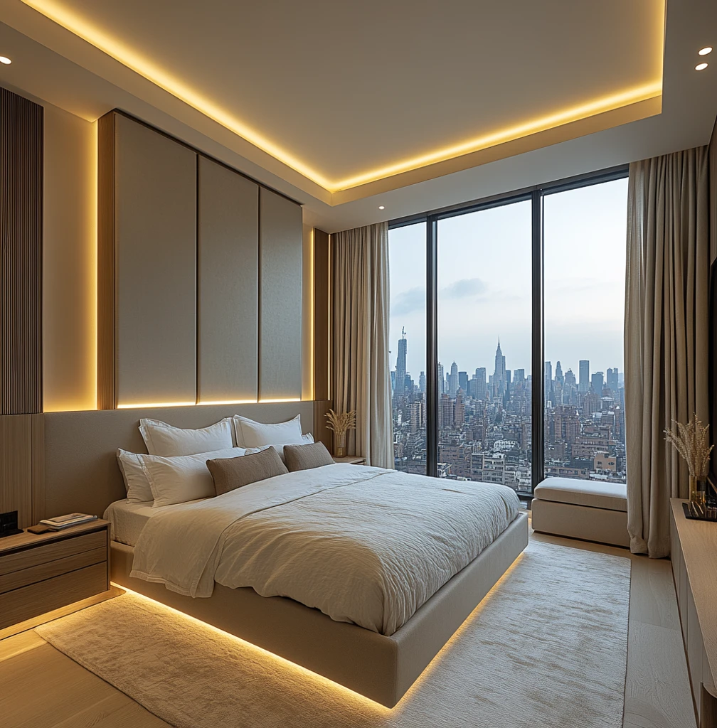 白色墙面简约卧室