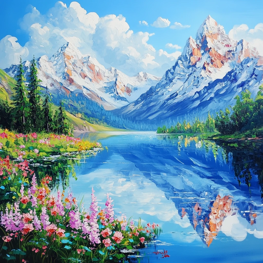 美丽山水风景绘画风景