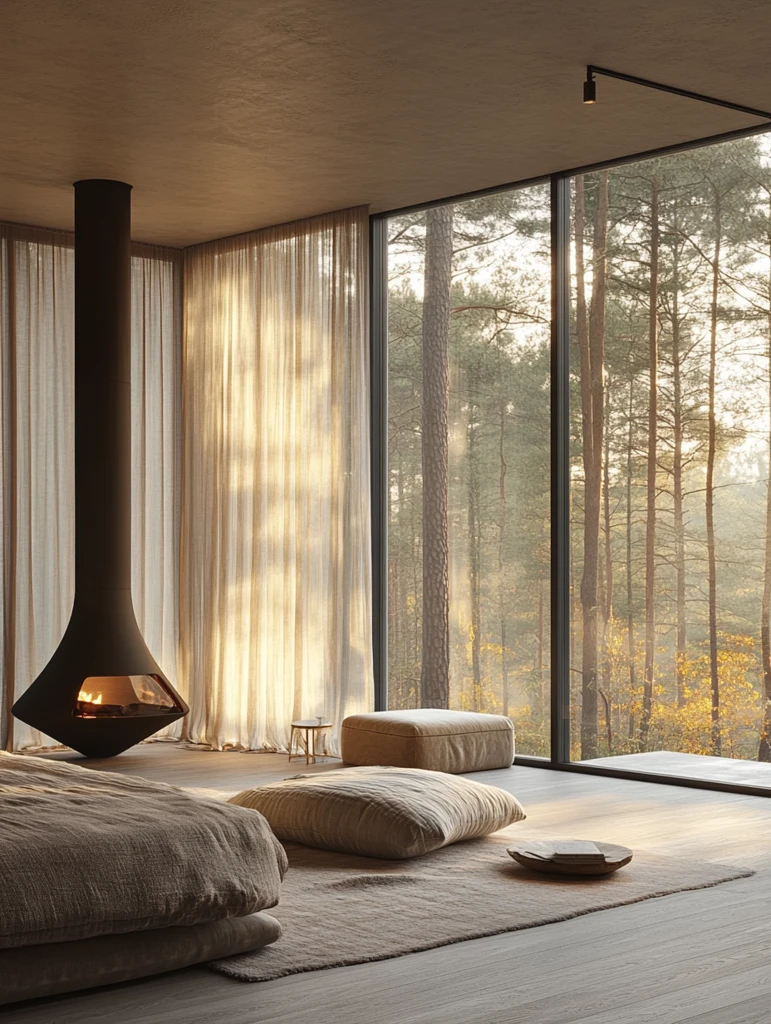 简约卧室全景窗户