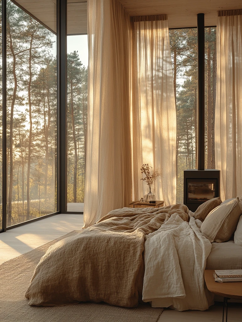 简约卧室全景窗户