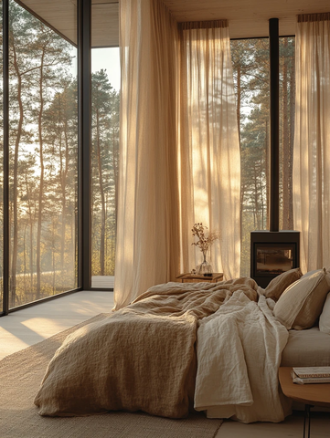 简约卧室全景窗户