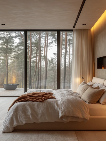 简约卧室全景窗户