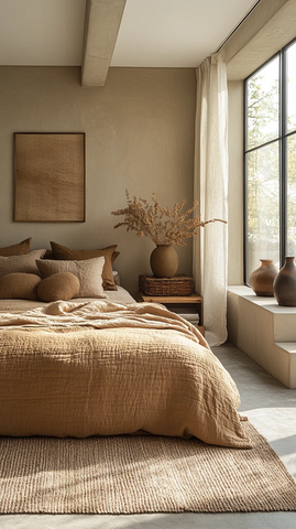 棕色平面床图案