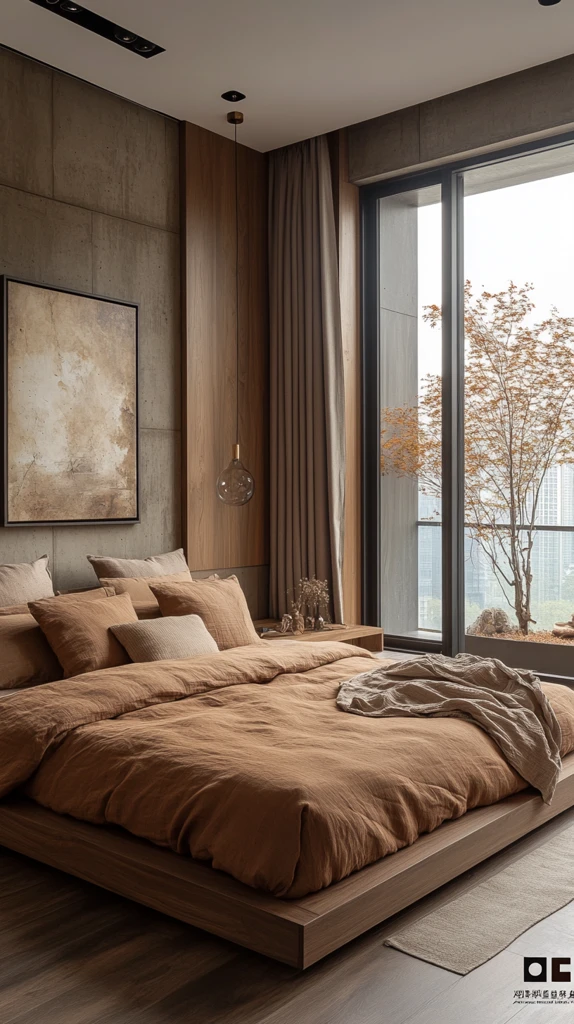 棕色平面床图案