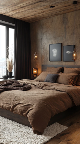 棕色平面床图案