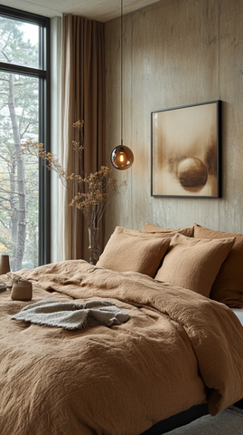 棕色平面床图案