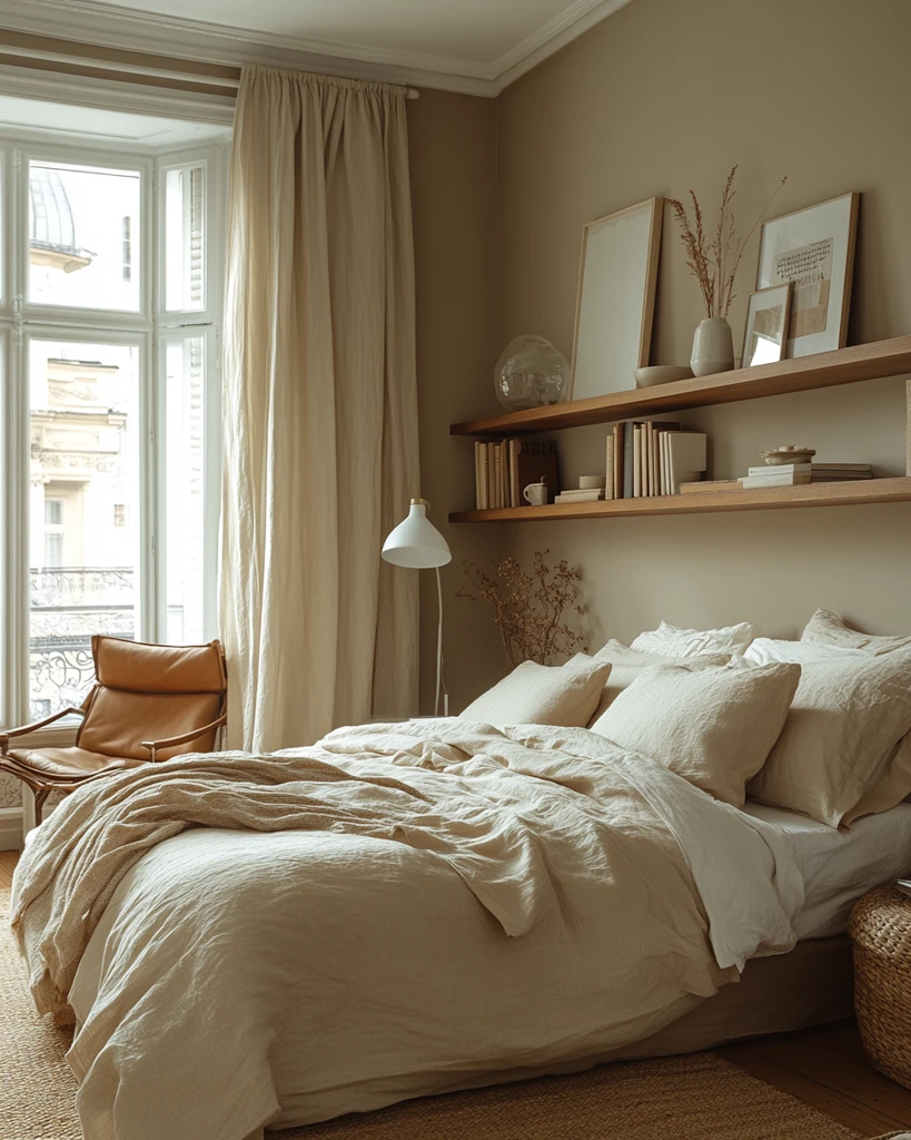 浅色墙面木地板卧室