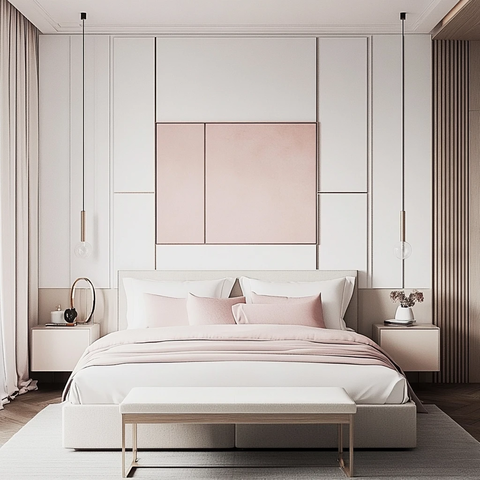 白色墙面木质家具卧室