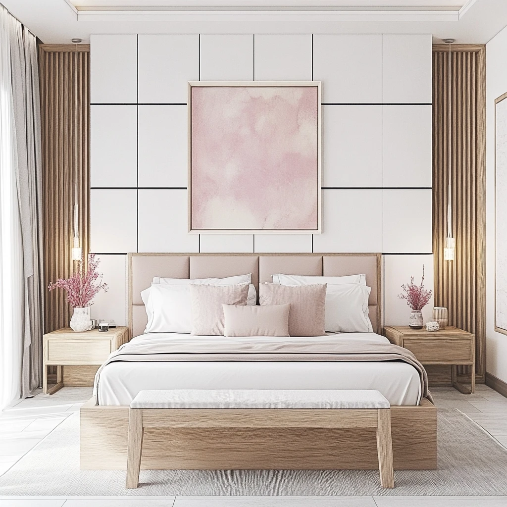 白色墙面木质家具卧室