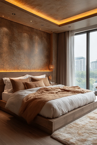 木质石材卧室空间