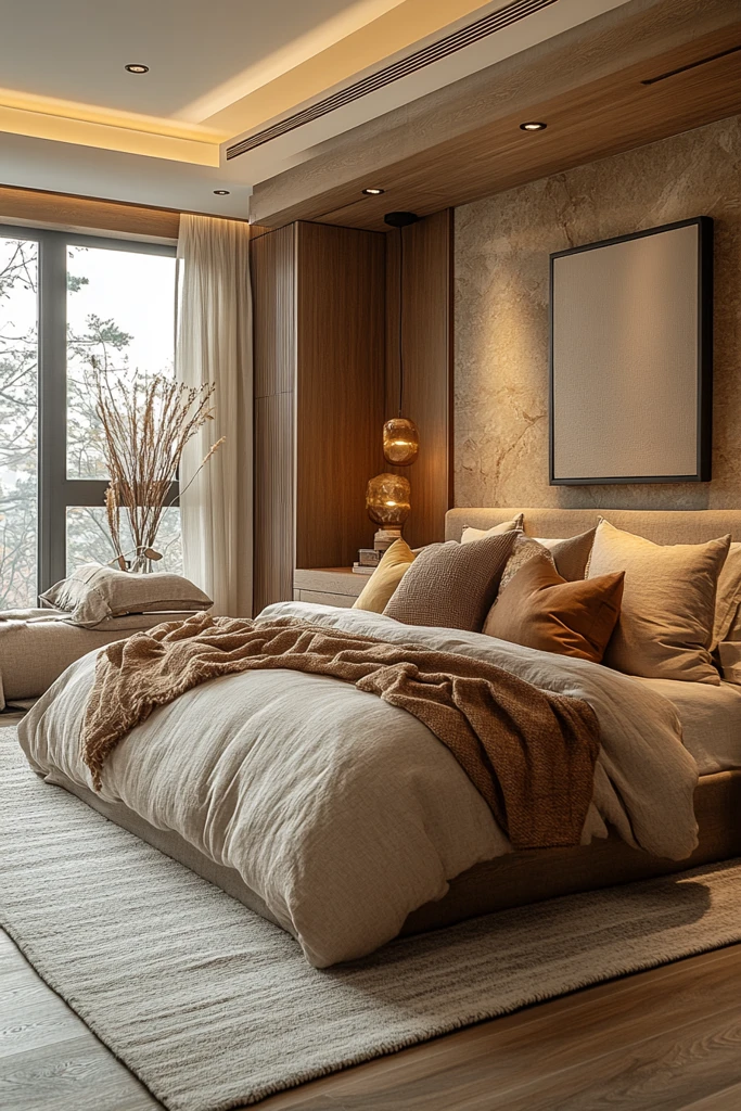 木质石材卧室空间
