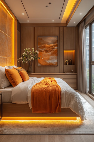 木质石材卧室空间